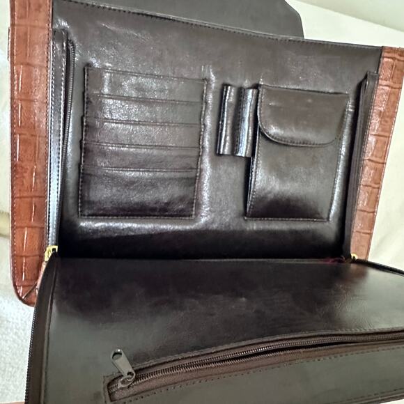 Vintage Bellerose Organizer Bag Brown Briefcase Laptop Messenger Portfolio Bag - Picture 9 of 12